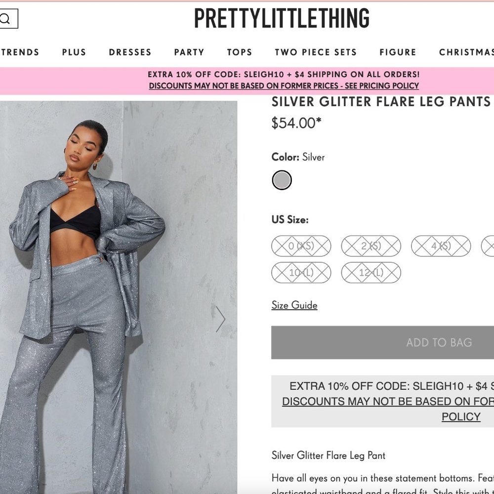 NWT PrettyLittleThing GLITTER FLARE PANTS